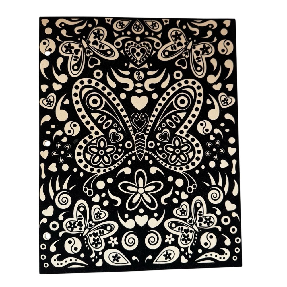Lisa Frank Folder Velvet Black Butterfly Yin Yang 2004 Psychedelic School Supply
